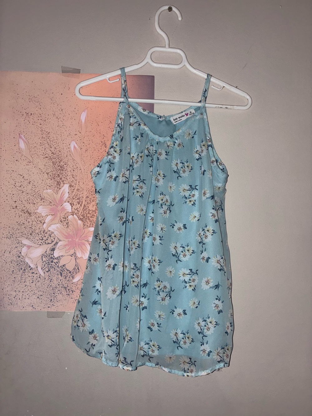 Girls knit works Sky Blue Floral Spaghetti-Strap Cami
